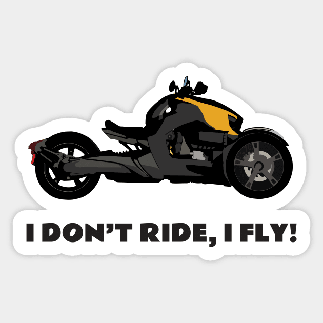 I don't ride, I fly! Can-Am Ryker Yellow Sticker by WiredDesigns